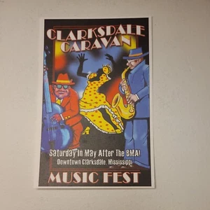 Clarksdale Caravan Musikfest Postkarte 2013 Saxophon Bass Tänzer Rock Blues - Bild 1 von 8