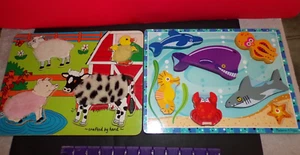 Melissa & Doug Farm Friends Fuzzy Wooden Puzzle & UNDER WATER ADVENTURE - Picture 1 of 3