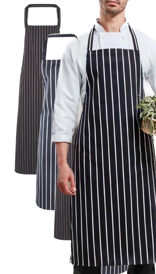 Premier Nero Grigio O Blu e Bianco Righe da Macellaio Chef BAR Cucina Grembiule - Immagine 1 di 1