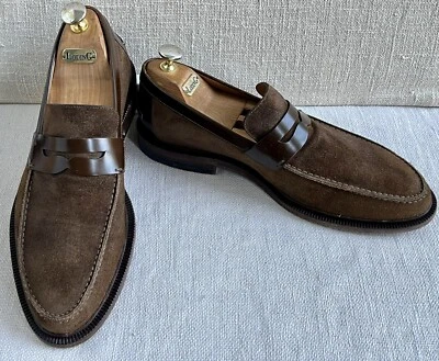 Gucci 202708 Mens 2-Tone Brown Suede/Patent Leather Penny Loafer Gucci 7.5 US 8D - Image 1 of 4