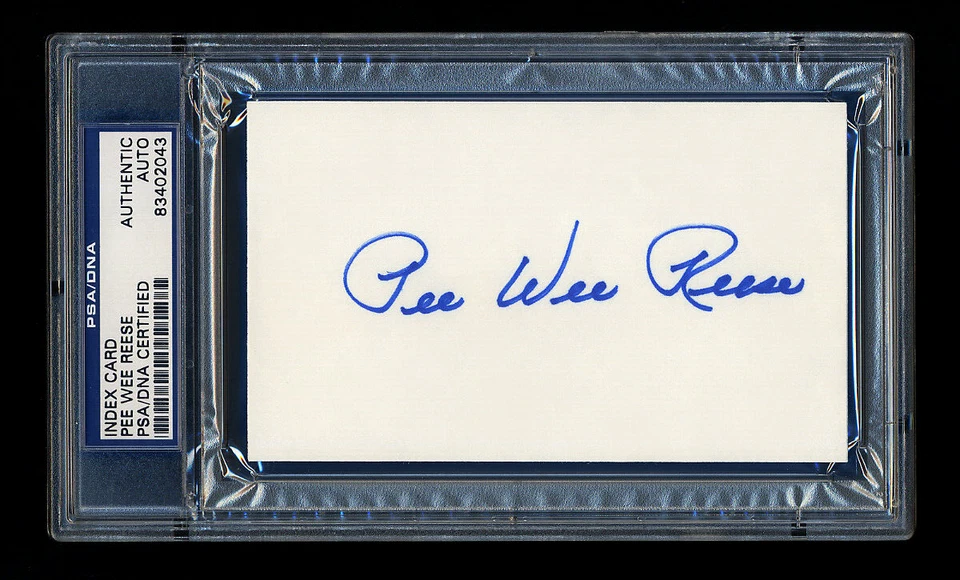 PEE WEE REESE SIGNED INDEX CARD MINT PSA/DNA AUTOGRAPHED BROOKLYN DODGERS WSC - Image 1 of 1