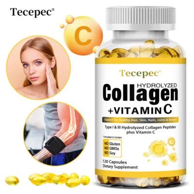 TECEPEC Collagen+Vitamin C Capsules,Maintains Healthy Skin,Hair And Nails,Anti Aging