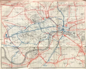 Mapa de tránsito de Londres 1910 líneas ferroviarias antiguas - Imagen 1 de 1