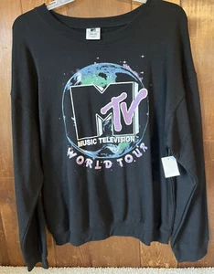 MTV WORLD TOUR Licensed Graphic Black Sweatshirt Junior’s Sz XXL (19) - Picture 1 of 8