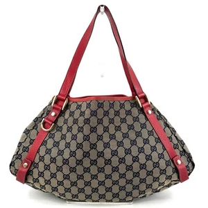 GUCCI Brown GG Canvas and Leather Abbey shoulder Bag Authentic F05-0208 - Picture 1 of 24