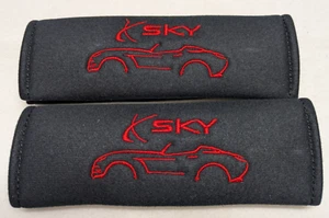 Saturn Sky Kappa Seat Belt Pad black Red Embroidery New Super Soft - Picture 1 of 8