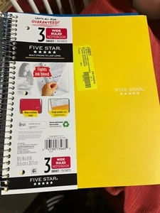 2 - Cuaderno Espiral Cinco Estrellas 3 Temas Papel Reglado Universitario 150 Hojas - Imagen 1 de 3