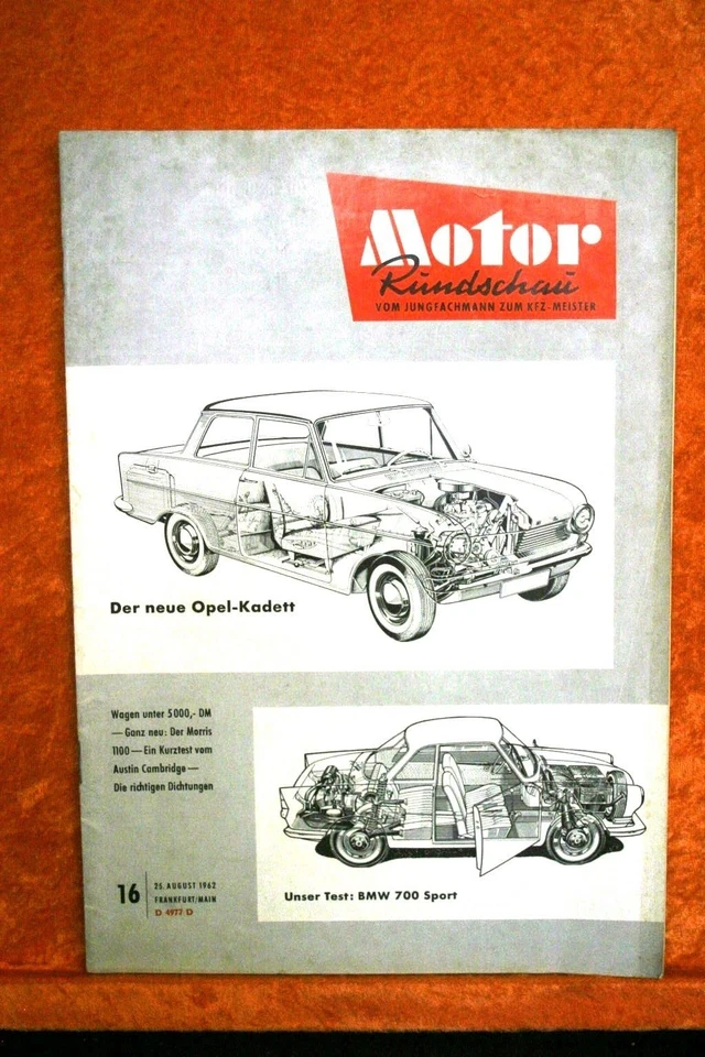 Motor Rundschau 16/62 BMW 700 Sport Austin A 60 Cambridge Alfa Romeo Giulia 1600 - Immagine 1 di 1