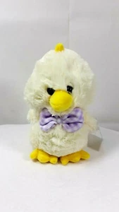 Way To Celebrate Furry Yellow Duck Purp & White Bow Soft Stuffed Plush Animal 9" - Picture 1 of 12