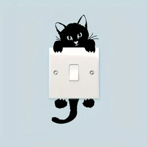 Adesivo interruttore luce gatto nero gattino grafica arte presa a muro cover decalcomania - Foto 1 di 4