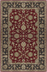 2x8 Carpet Red Vines Leaves Flowers Bordered Runner CRN-6013 - Aprx 2' 6" x 8'