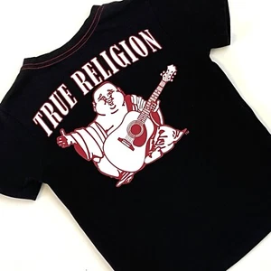 TRUE RELIGION Big Buddha T-Shirt Kids YOUTH SIZE 8 SMALL Black Logo Tee Top - Picture 1 of 8