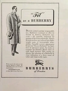 Burberrys of London Distinctive Topcoats Vintage Print Ad 1943 - Picture 1 of 4