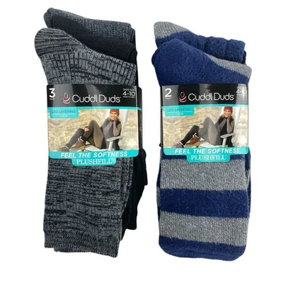 Cuddl Duds Plushfill Socks Womens 4-10 Black Blue Set of 5 NEW Christmas Gift - Image 1 of 2