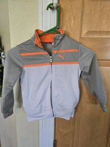Puma Boys Full Zip Athletic Jacket Size 4T Gray Orange  - Picture 1 of 3