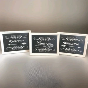 Paquete de 3 letreros de boda de granja Hosley tarjetas de recepción regalos decoración rústica nuevo - Imagen 1 de 7
