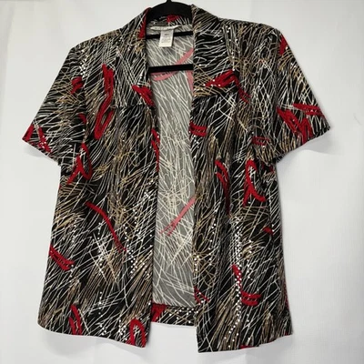 Blusa Chaqueta Miss Dorby Talla 8 Estampado Abstracto Manga Corta Frente Abierto Lentejuelas Foto 1 de 4