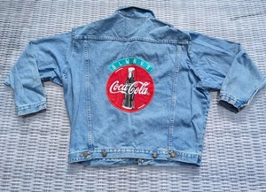 Giacca denim Coca Cola vintage stampa posteriore grafica ricamo taglia XXL Inghilterra - Foto 1 di 23