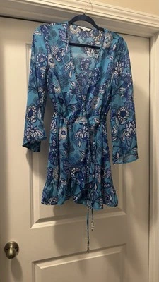 Vestido túnica Blue Island Beach Cover Up para mujer talla S estampado floral Foto 1 de 4