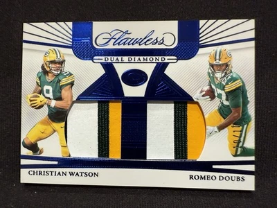 2024 Flawless Christian Watson Romeo Doubs Dual Diamond Patch Sapphire 10/10 - Image 1 of 2