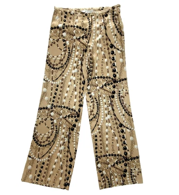 Pantalón Trina Turk Luxe Seda Pierna Ancha Recta Estampado Perla - Talla 4 - 33" Entrepierna Foto 1 de 4
