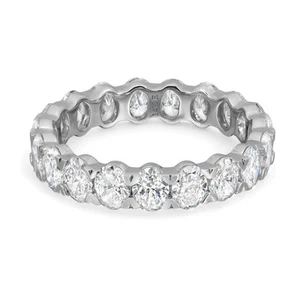 Oval Cut Lab Grown Diamond Eternity Band Ring 14K White Gold 2.73Cttw Size 6 - Picture 1 of 4