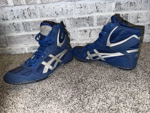 Scarpe da wrestling VINTAGE Asics Split Second uomo taglia 8,5 blu argento JN602 alte - Foto 1 di 8