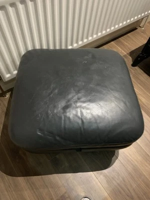 leather pouffe storage Foot Stall Very Dark Grey Large. Furniture Extra Seat - Image 1 of 4