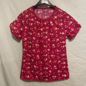 LANDS' END Pink/Orange Sailboats Rash Guard Swim Shirt Size M (10/12) Girl's - Picture 1 of 4
