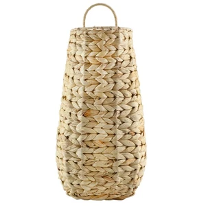 Wall Hanging Pocket Basket; Natural Hyacinth Rustic Farmhouse Long 17" - Picture 1 of 10