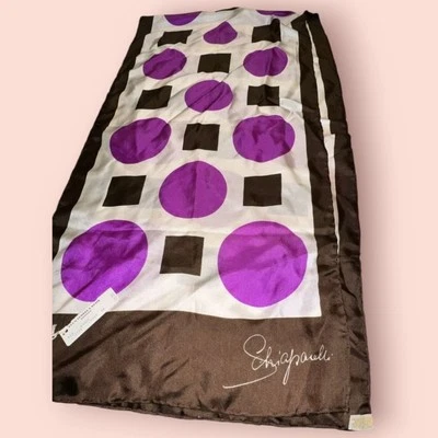 SCHIAPARELLI ВИНТАЖНЫЙ 60-Х ПРОДОЛГОВАТЫЙ ШАРФ GEO ПЕЧАТИ 56 X 15 НОВЫЙ С ЯРЛЫКАМИ - Изображение 1 из 3