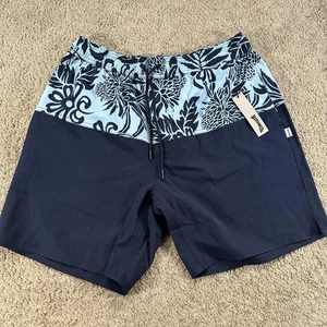Birdwell Beach Britches Shorts Mens Large Blue Floral Hawaiian Swim Trunks - Picture 1 of 12