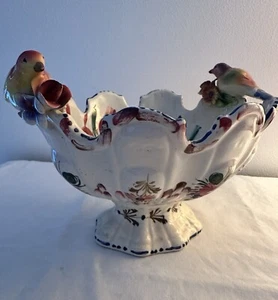 Vintage Italy Centerpiece Colorful Bird Floral Bowl - Picture 1 of 9