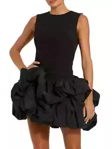 Mac Duggal Black Bubble Gathered Taffeta Cocktail Minidress Size 2 $498 - Picture 1 of 3