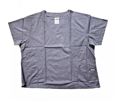 UA масло мягкий серый скраб Топ женщин размер 3 X короткий рукав v-образным вырезом 4 кармана новый - Изображение 1 из 4