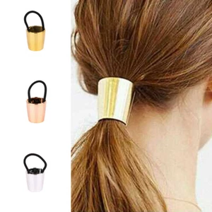 Cuff Women Ring Girl Ponytail Wrap Holder Tie Rope Chic Metal Band Elastic Hair - Picture 1 of 13