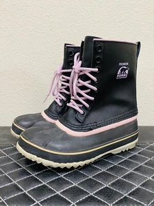 SOREL 1964 Premium Womens Black/Pink Waterproof Rain Snow Boots NL1330-010 Sz. 7 - Picture 1 of 5
