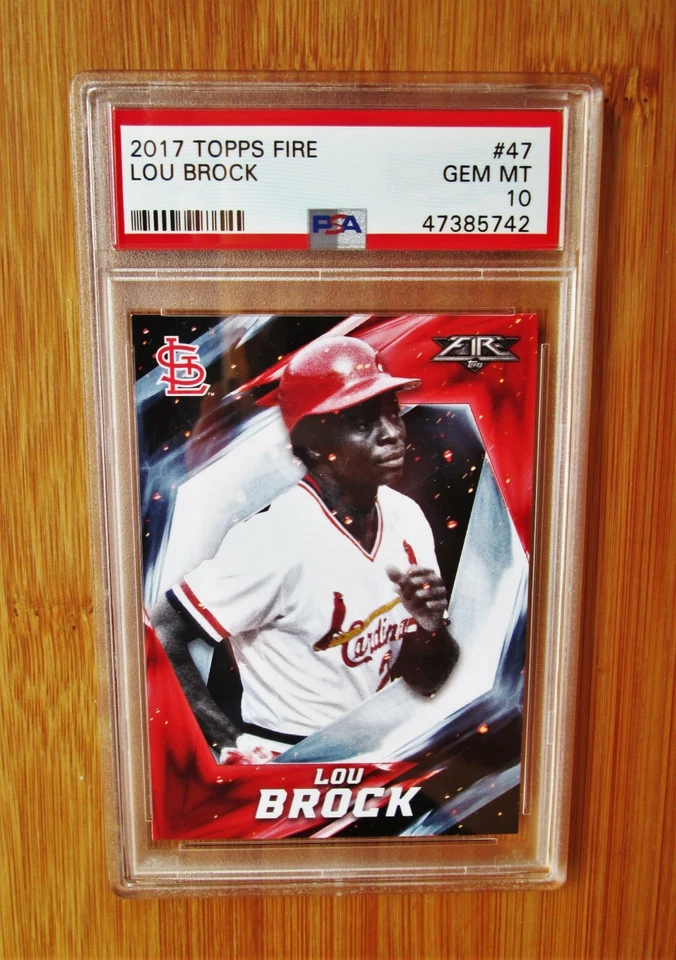 2017 Topps Fire #47 LOU BROCK Cardinals PSA 10 GEM MINT - Image 1 of 1