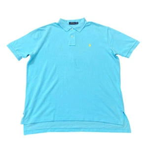 Polo Ralph Lauren uomo XL blu manica corta logo pony alte basse prestazioni - Foto 1 di 5