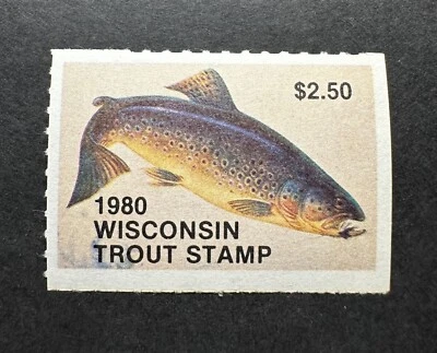 WTDstamps - 1980 WISCONSIN - Lot4 - State Trout Fishing Stamp - MNH - Image 1 of 2