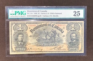 BANKNOTE DOMINION OF CANADA 1898 1 $ ONE DOLLAR #636008 PMG 25 SS T.C. BOVILLE - Bild 1 von 6