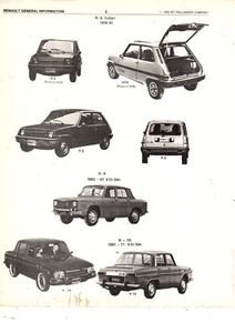 RENAULT 4CV R8 R5 R10 R12 R15 R16 R17 18i CHASSIS PARTS LIST NUMBER SHEETS IMP - Foto 1 di 3