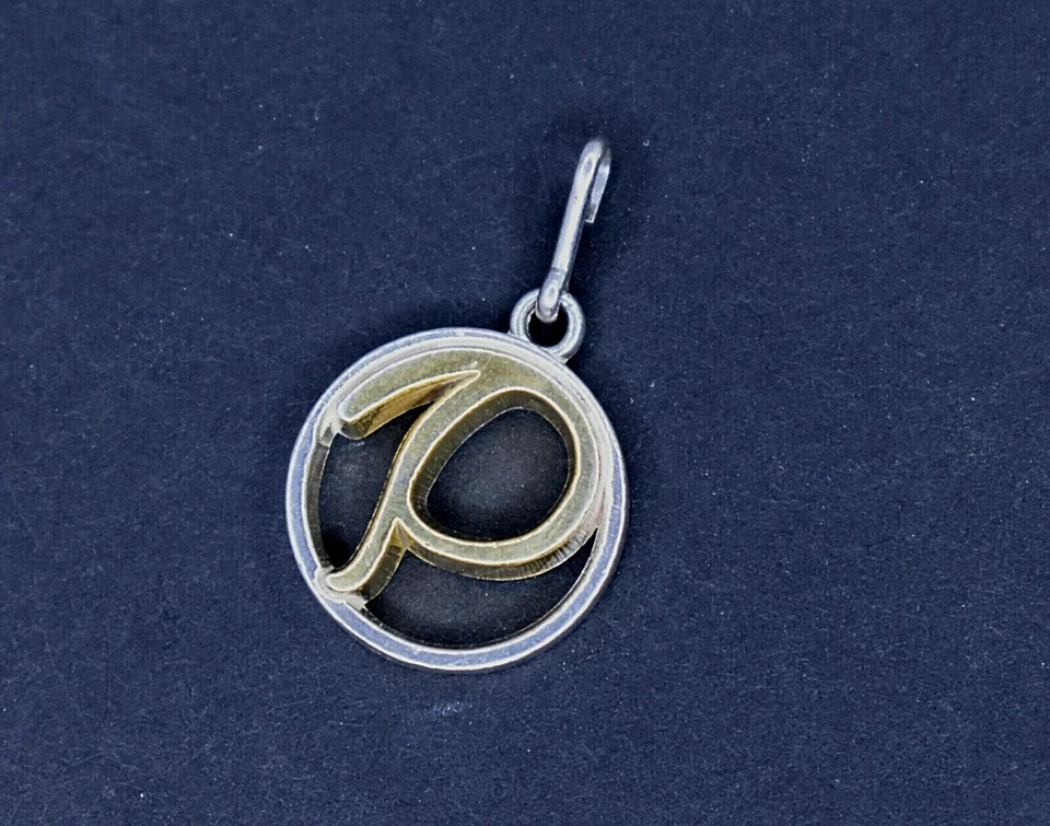 NUEVO NUEVO SIN ETIQUETAS Alex and Ani Cadena Estación Letra Iniciales P Dos Tonos Dije Dorado Plata Foto 1 de 1