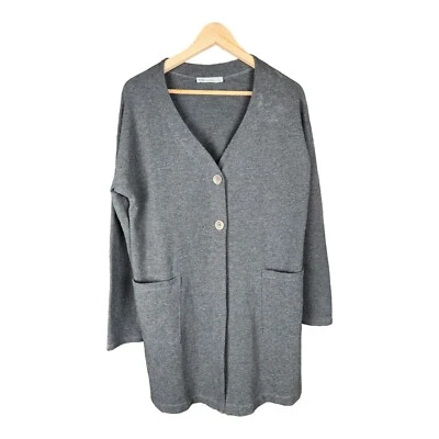 Cárdigan chalet FIG gris para mujer talla grande con bolsillos dobles Foto 1 de 4