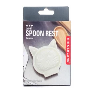 Cat Spoon Rest Kikkerland Ceramic Utensils Holder kitchen Cooking White Holders - Picture 1 of 2