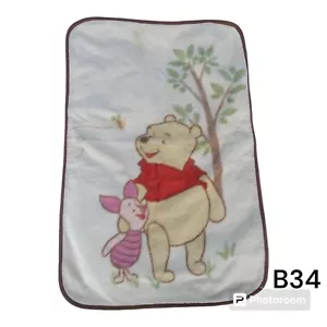 Vintage Disney Babies Winnie the Pooh and Piglet Soft Baby Blanket 28 X 42 - Picture 1 of 3