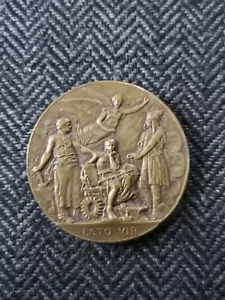 MÉDAILLE UNION POUR LE DEVELOPPEMENT DE L'INSTRUCTION 1910 EN BRONZE ESTO VIR - Picture 1 of 2