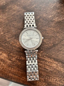 Michael Kors silver color faux diamond watch fits a small wrist 5 inches laying - Picture 1 of 7
