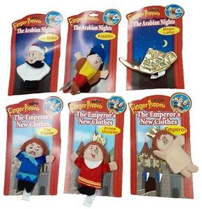 6 FINGER PUPPETS Arabian Nights Aladdin Magic Lamp Emperor's New Clothes Weaver - Picture 1 of 21