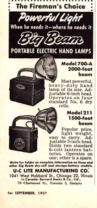 U C Lite Manufacturing Big Beam Flashlight Fire Fighting Vintage Print Ad 1957 - Picture 1 of 4